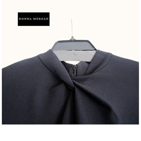 Donna Morgan Jumpsuit - Quarter Sleeve Keyhole/Twist Neck - Size 4 - Marine Navy - Picture 2 of 6